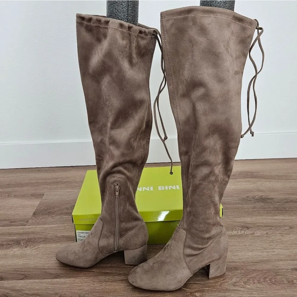Gianni Bini Trillia Dusty Taupe Over-the-Knee Boots Size 7.5